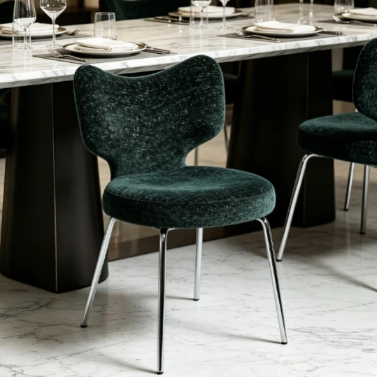 Chrome Green Dining Chair Simple Design suppliers
